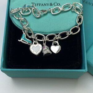 Tiffany & Co. Silver and Blue Charm Bracelet